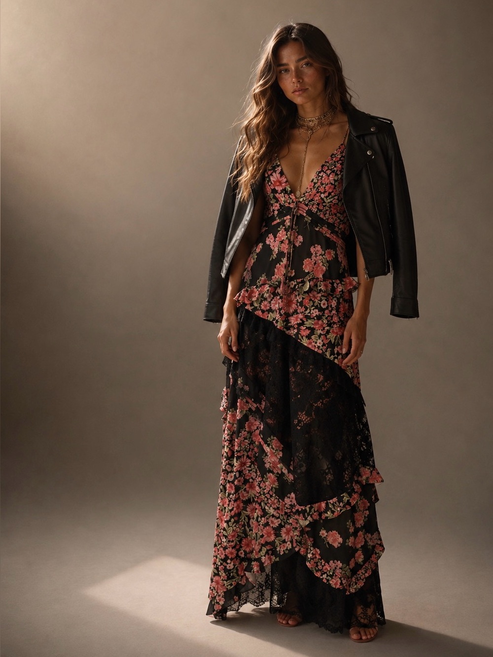 ❤️🤍 💙 SALE❗️For Love and Lemons Indie Floral Maxi Dress Lace